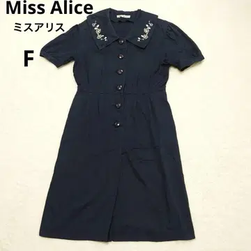새상품급 미스 앨리스 네이비 자수 반팔 원피스 F(L 상당)
