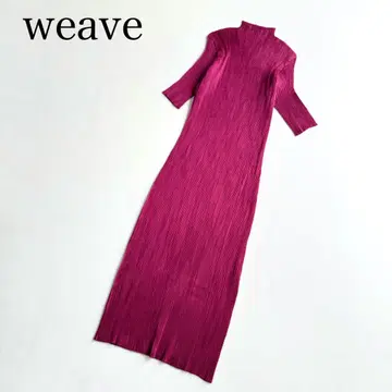위브 weave 플리츠 반팔 원피스 마젠타 핑크 스트레치