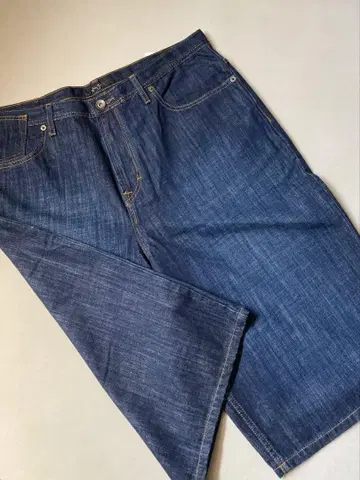 SEAN JOHN 데님 하프 팬츠 초와이드 B 스타일 힙합 자수 90s