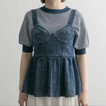 KBF 데님 뷔스티에 블루 타카하시 아이 콜라보