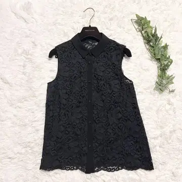 새상품급 ANAYI 아나이 블랙 레이스 셔츠 블라우스 올 패턴 38