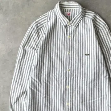 13447 라코스테 라이브 자수 로고 스트라이프 셔츠