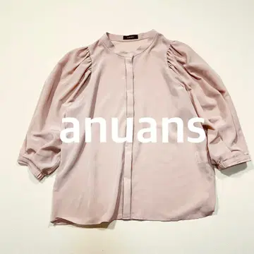 새상품급 뉘앙스 퍼프 슬리브 개더 쉬폰 블라우스 핑크