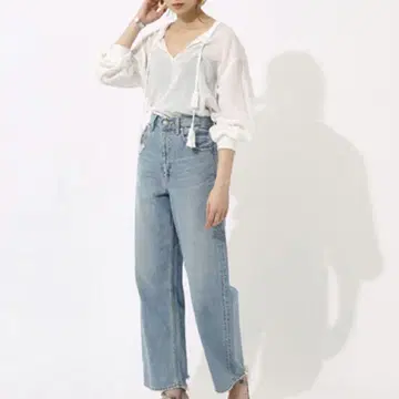 하이웨이스트 크러시 데님 와이드 / 아줄 바이 무시