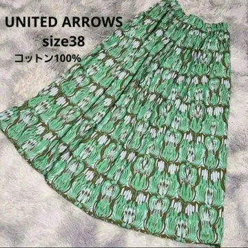 UNITED ARROWS 코튼 에스닉 프린트 스커트 일본제 38