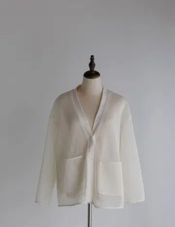미사용 새상품 pois 더블 메쉬 가디건 White