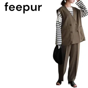 E388 feepur 노카라 베스트 카키 새상품