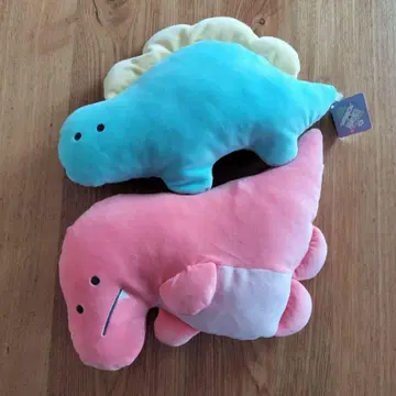 둥근 눈의 공룡 정원 큰 봉제 인형 2개 세트