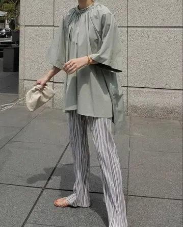 마챠트 machatt 플리츠 팬츠 스트라이프