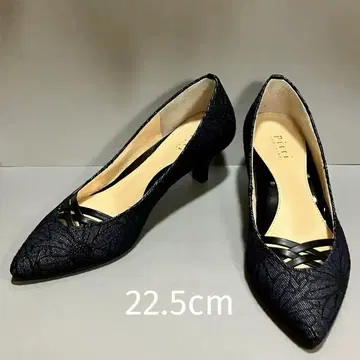 pitti 패브릭 포인트 펌프스 꽃무늬 네이비 22.5cm