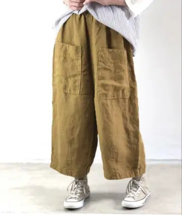 츠무구 tumugu 솔리 린넨 8부 솔리 린넨 팬츠 마스터드