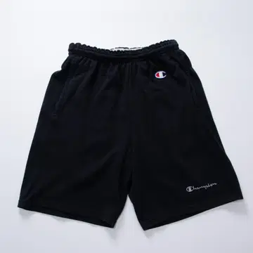 챔피온 맨투맨 하프 팬츠 블랙 면 폴리 얇은 소재