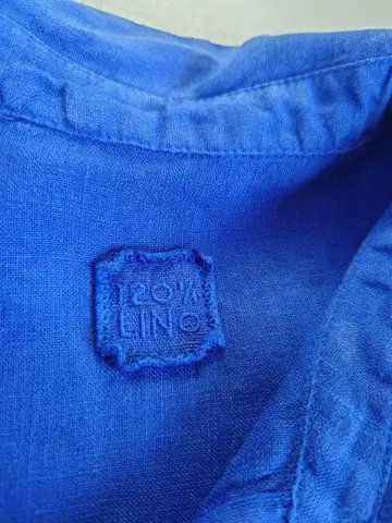 120%LINO 린넨 100% 파랑 7부 소매