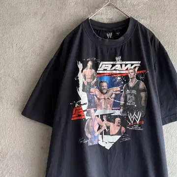 WWE RAW 프린트 티셔츠 프로레슬링 L 블랙