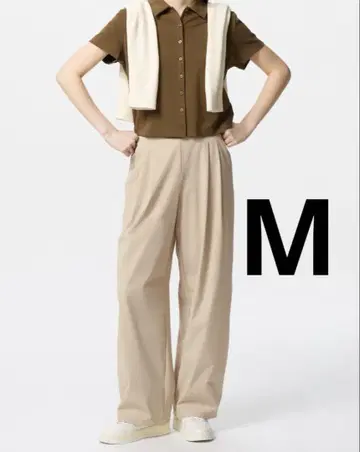 유니클로 울트라 스트레치 액티브 와이드 팬츠 베이지 M
