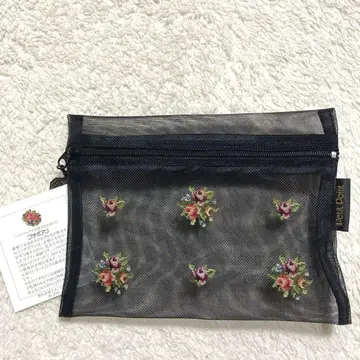 쁘띠 포원 히가 미치코 자수 메쉬 파우치 새상품 Petit Point