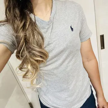 폴로 랄프 로렌 V넥 티셔츠 그레이 M 피치 T y2k