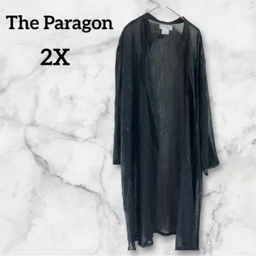 The Paragon [2X] 블랙 롱 가디건 얇은 소재 레이스 시스루