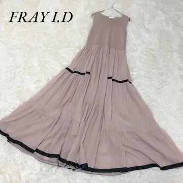 새상품급 FRAY I.D 니트 콤비 티어드 원피스 베이지 도킹
