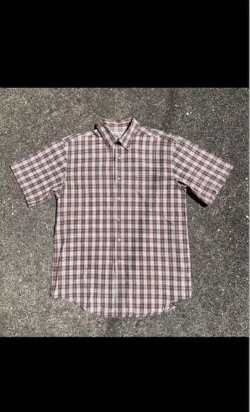 L.L.Bean 반팔 체크 셔츠 빨간색 계열
