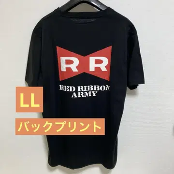 미사용 새상품 드래곤볼 RR 로고 티셔츠 LL 블랙 레드 리본 군단