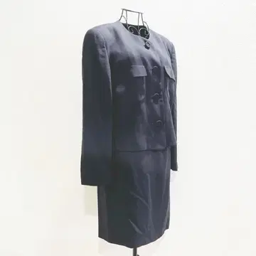 코르디아 수트 셋업 노카라 자켓 스커트 네이비 포멀