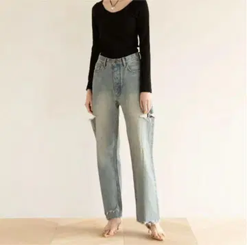 searoomlynn 사이드 컷 데님 에이징 블루 24