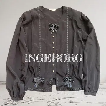 INGEBORG 잉게보그 핑크 하우스 블라우스 핀턱 리본 블랙