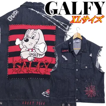 GALFY 가루피 대형견 데미지 가공 스터드 데님 베스트 XL 사이즈