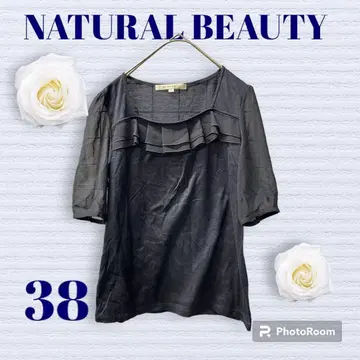 내추럴 뷰티 블라우스 38 사이즈 네이비 U 넥