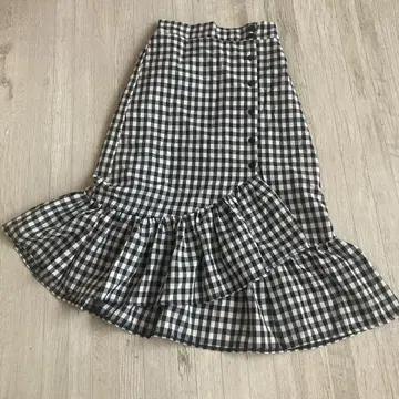 FlyingBelle 깅엄 체크 개더 플레어 스커트