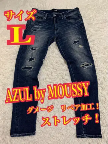 AZUL by MOUSSY 데님 청바지 스키니 스트레치 리페어 L