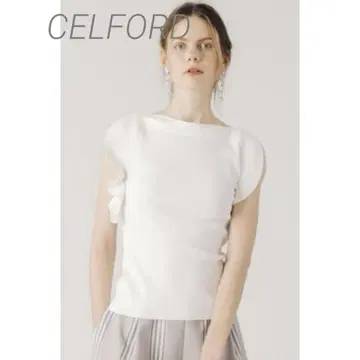 미사용품/ CELFORD 서클 프릴 풀오버 화이트 36