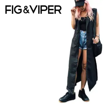 E51 FIG&VIPER 슬리브리스 롱 코트 카키 새상품
