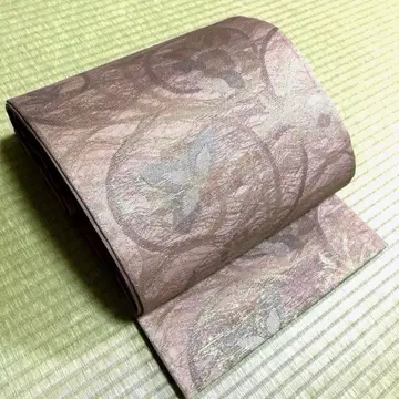 순수 실크 여름 후쿠로 오비 '꽃+덩굴 패턴'