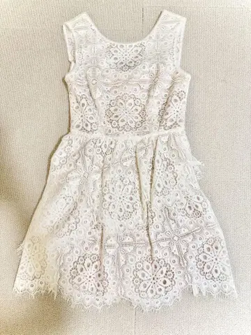 BCBG MAXAZRIA 레이스 누디 플레어 원피스 화이트 0 사이즈