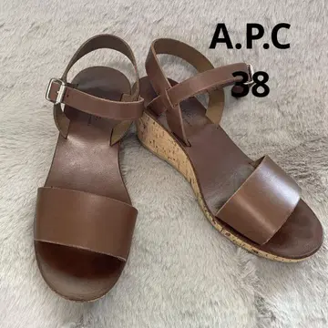 A.P.C. 아페쎄 소가죽 코르크 샌들 웨지솔 브라운