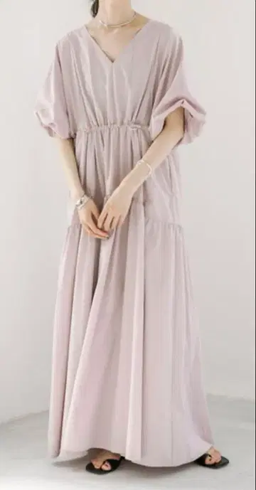 mystic 드로스트 개더 원피스 핑크