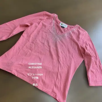 CHRISTINE ALEXANDER 핑크 V넥 탑 L 새상품급