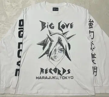 "레어" BIG LOVE RECORDS 롱 티셔츠 화이트 XL 사이즈