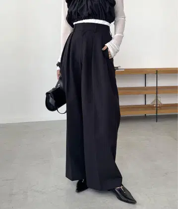 capricieux le'mage 2턱 와이드 팬츠 블랙 PS 사이즈