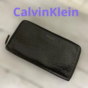 CalvinKlein 장지갑 라운드 지퍼 올 패턴 블랙 #C2891