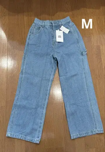 택 포함 새상품 와이드 레그 데님 라이트 블루