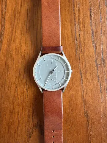SKAGEN 손목시계 실버 다이얼 가죽