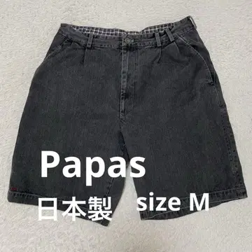 파파스 Papas 블랙 데님 하프 팬츠 청바지 M 일본제