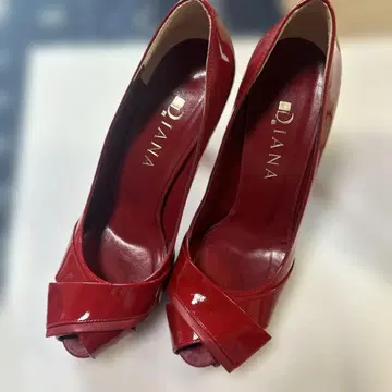 미사용 DIANA 펌프스 오픈토 힐 24cm 빨간색 레드