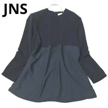 JNS 튜닉 포멀 심플 긴팔 이소재 절개 일본제 플레어