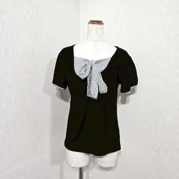HAPTIC FLAVOR 도트 무늬 리본 타이 블라우스