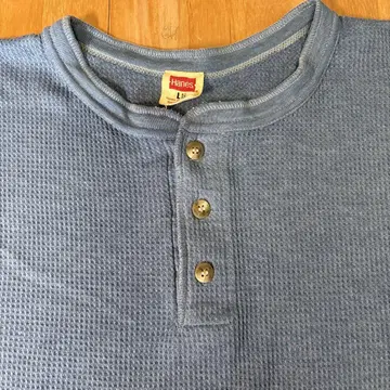 70s Hanes 헨리넥 써멀 티셔츠 스카이블루