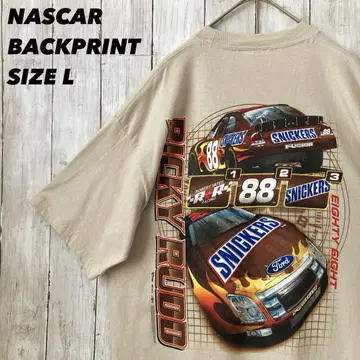 CHASE NASCAR 나스카 레이싱 카 백 프린트 티셔츠 L 베이지
